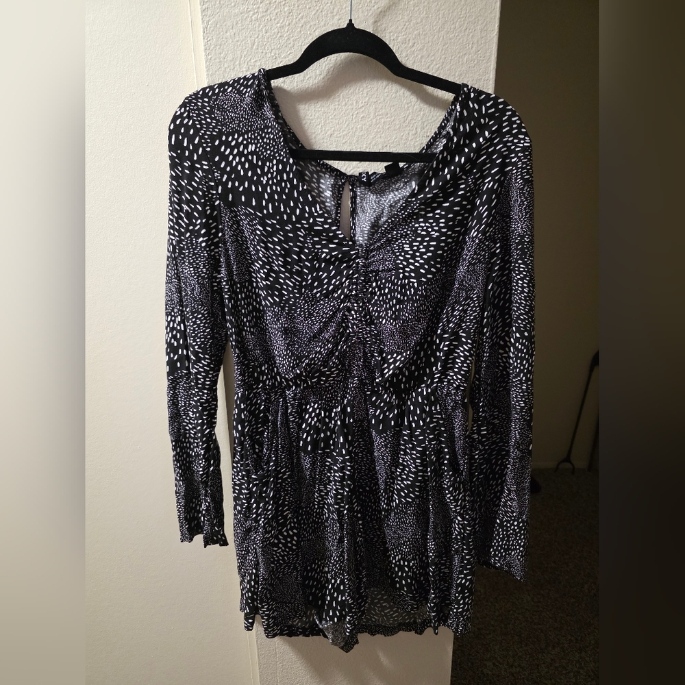 Roxy Black and White Patterned Jumpsuit